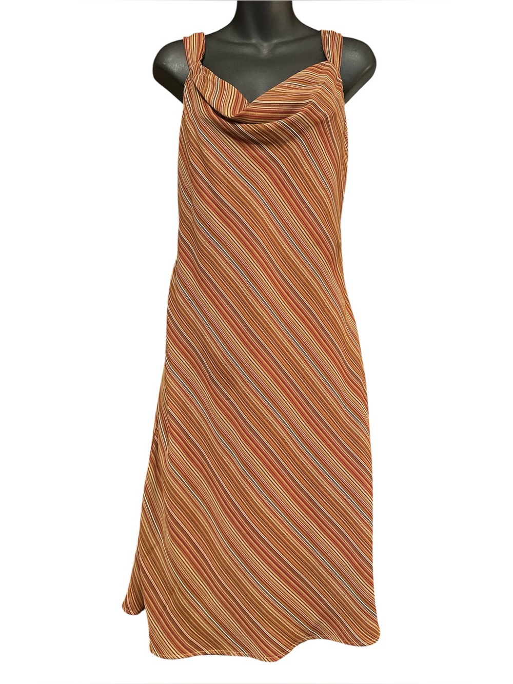 Faith Love Passion  NWT Vtg / Y2K Sleeveless Drift Stripe Dress in Rust JR SZ 11